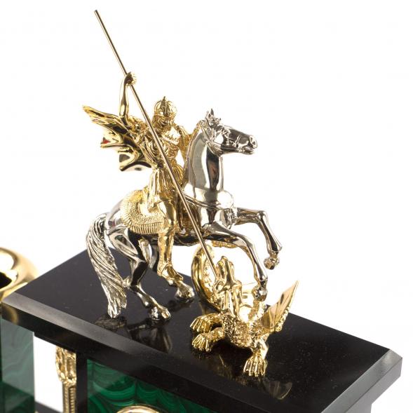 Письменный прибор &amp;quot;Георгий Победоносец&amp;quot; из малахита 7 предметов 121180