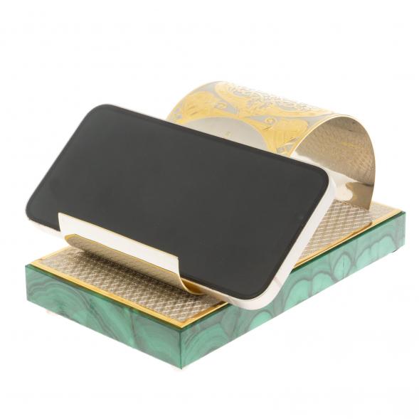 Подставка под телефон &amp;quot;Герб России&amp;quot; из малахита Златоуст 130054