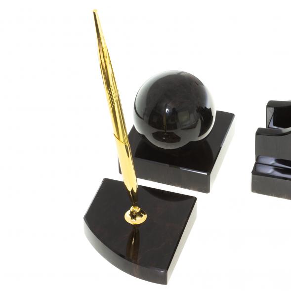 Письменный набор &amp;quot;Гордый лев&amp;quot; черный обсидиан 122337