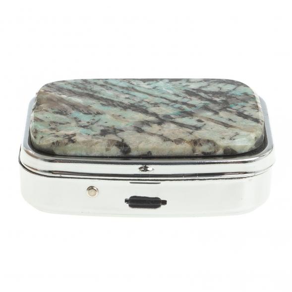 Таблетница на 2 отделения камень амазонит цвет серебро 122761