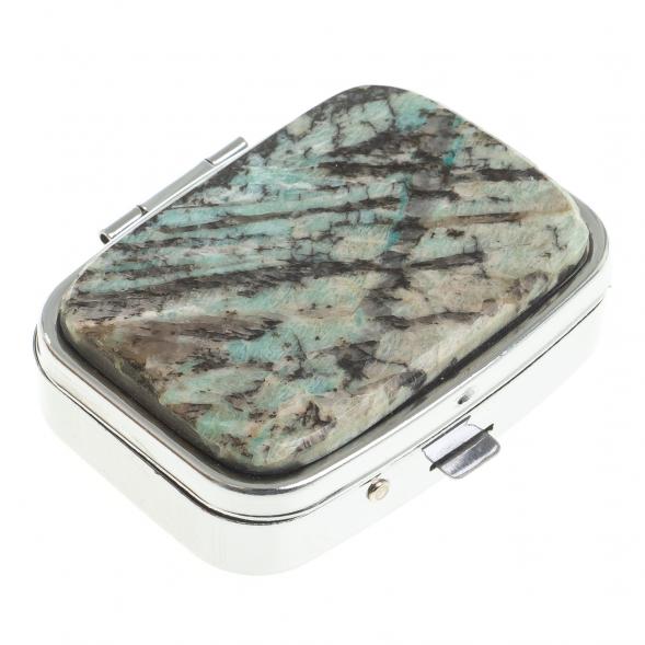 Таблетница на 2 отделения камень амазонит цвет серебро 122761