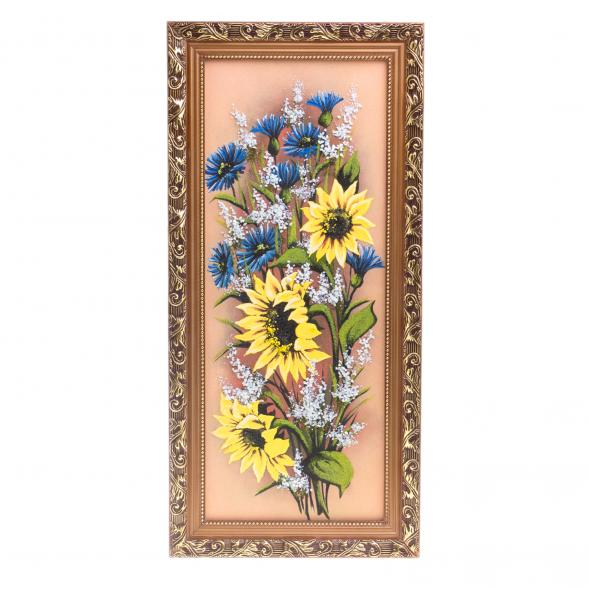 Картина из каменной крошки &amp;quot;Букет подсолнухов&amp;quot; багет 27х57 см 124290