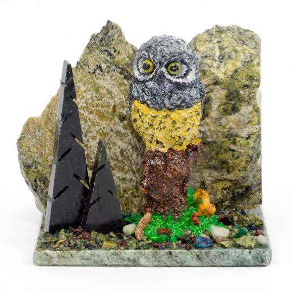 Сувенир из змеевика &amp;quot;Сова на пне&amp;quot; 116350