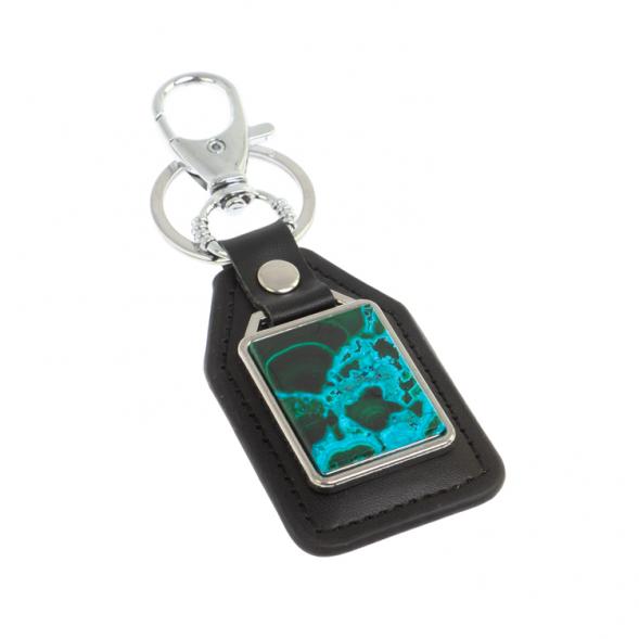 Брелок для ключей из камня малахит с хризоколлой 126706