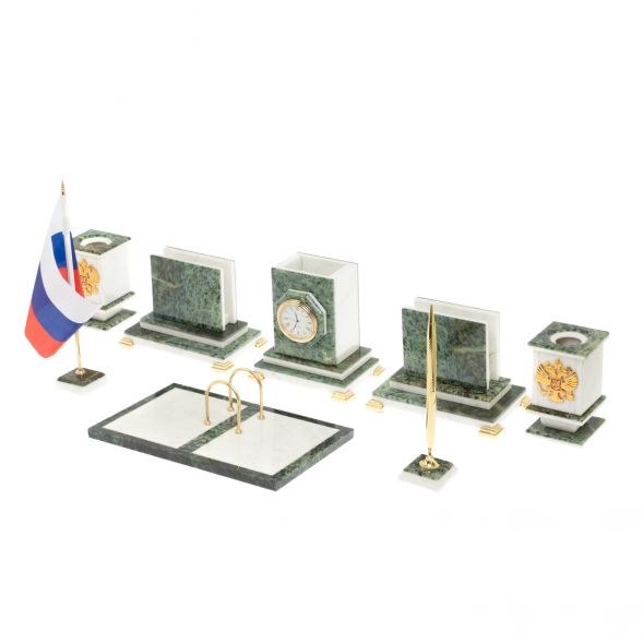 Письменный набор из уральского нефрита и мрамора 127493