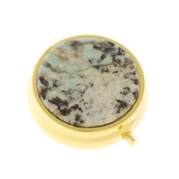 Таблетница на 3 отсека камень амазонит дымчатый кварц цвет золото 127811