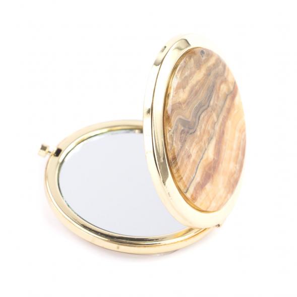 Карманное зеркальце из оникса круглое цвет золото 121271