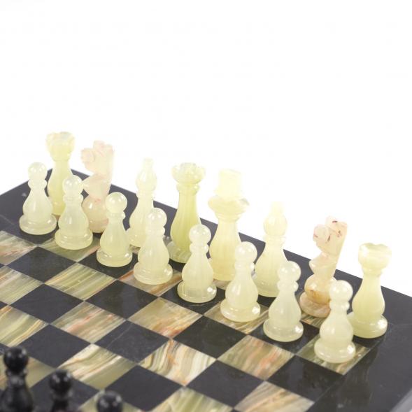 Каменные шахматы &amp;quot;Поединок&amp;quot; камень оникс доска 25х25 см 121655