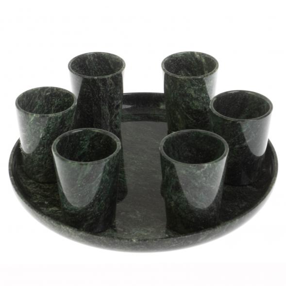 Водочный набор из змеевика на 6 персон на подносе 129920