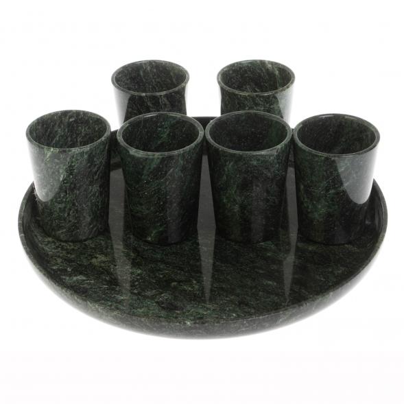 Водочный набор из змеевика на 6 персон на подносе 129920