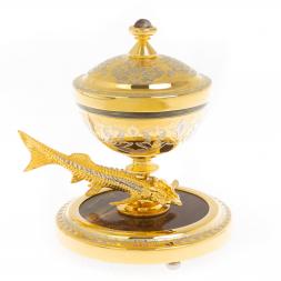 Икорница "Стерлядка" из яшмы Златоуст