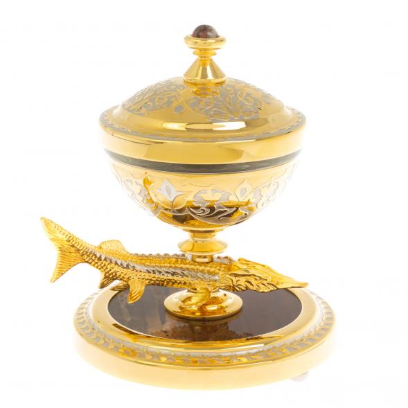 Икорница &amp;quot;Стерлядка&amp;quot; из яшмы Златоуст 130055