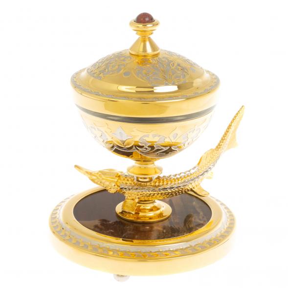 Икорница &amp;quot;Стерлядка&amp;quot; из яшмы Златоуст 130055