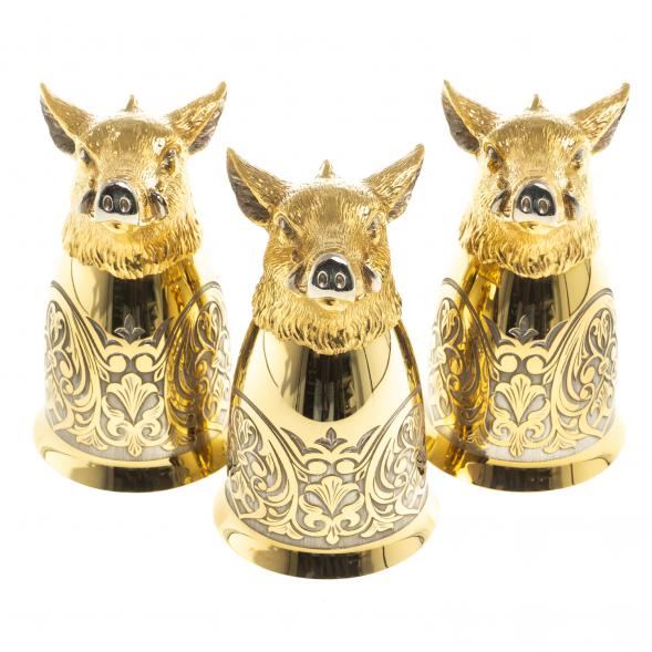 Подарочный набор &amp;quot;Кабан&amp;quot; тарелка и 3 стопки перевертыша Златоуст 123690