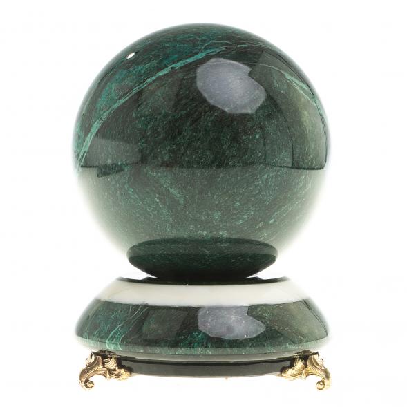 Настольный сувенир &amp;quot;Шар Антистресс&amp;quot; темно-зеленый змеевик 9,5 см 124137