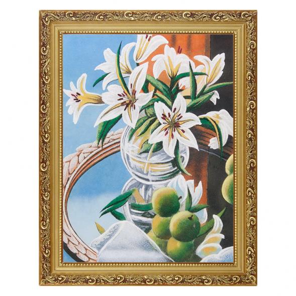 Натюрморт &amp;quot;Лилии&amp;quot; багет 36х46 см, каменная крошка 111803
