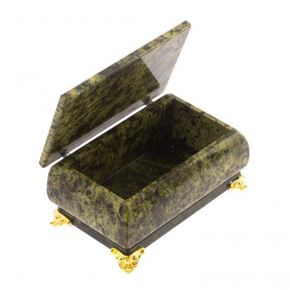 Шкатулка из змеевика &amp;quot;Ларец&amp;quot; на ножках 10,5х6х6 см / шкатулка для ювелирных украшений / для хранения бижутерии / шкатулка из камня