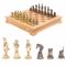 Шахматный ларец "Деревенские" фигуры из бронзы, доска бук 43,5х43,5 см
