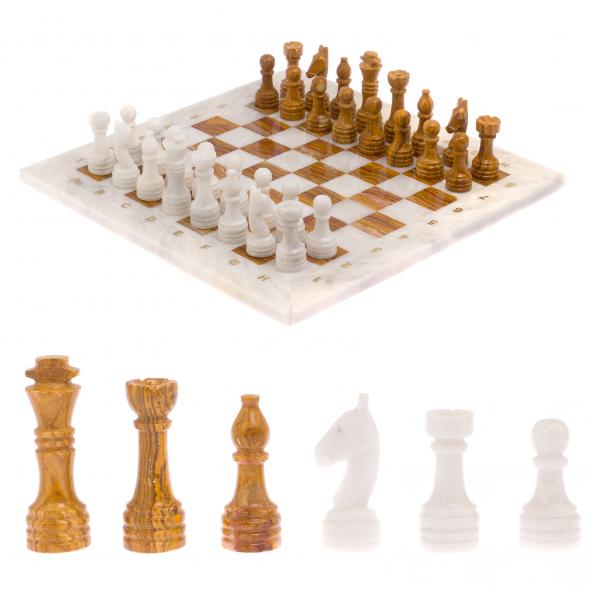 Шахматы из оникса &amp;quot;Европейские&amp;quot; доска 37х37 см / Шахматы подарочные / Шахматный набор в подарок / Настольная игра для двоих