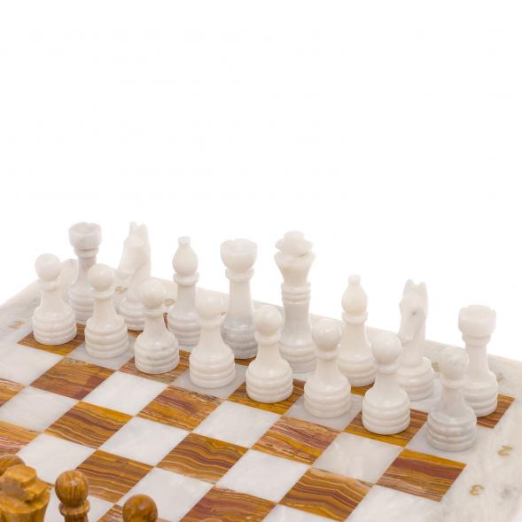 Шахматы из оникса &amp;quot;Европейские&amp;quot; доска 37х37 см / Шахматы подарочные / Шахматный набор в подарок / Настольная игра для двоих