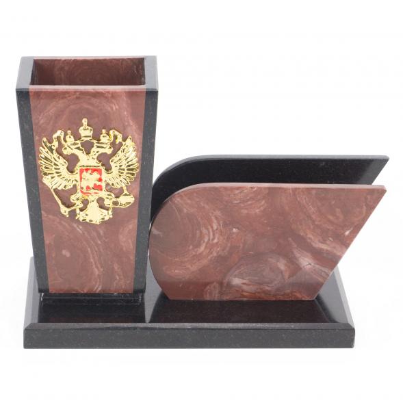 Карандашница с визитницей &amp;quot;Герб&amp;quot; из лемезита 118943