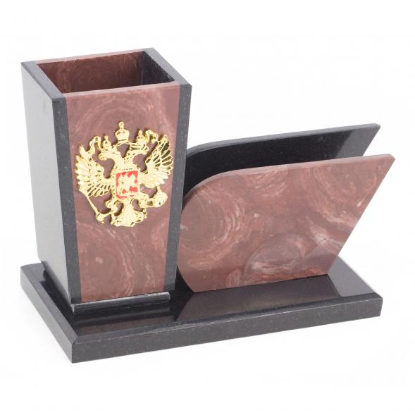 Карандашница с визитницей &amp;quot;Герб&amp;quot; из лемезита 118943