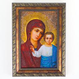 Икона Казанская рамка багет 13х18 см, каменная крошка
