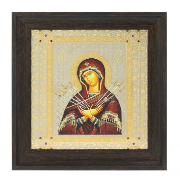 Икона &amp;quot;Семистрельная БМ&amp;quot; багет 22,5х23,5х2 см Златоуст 128115