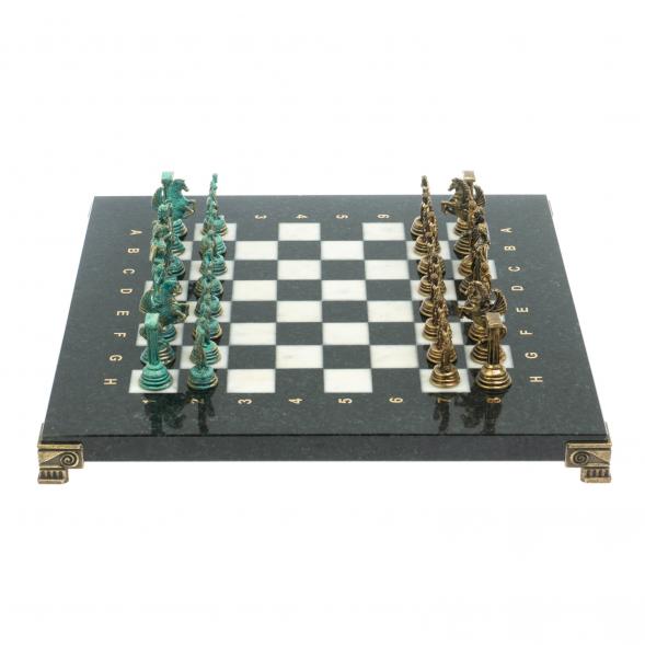 Шахматы &amp;quot;Подвиги Геракла&amp;quot; фигуры  бронза / патина 28х28 см из мрамора 128195