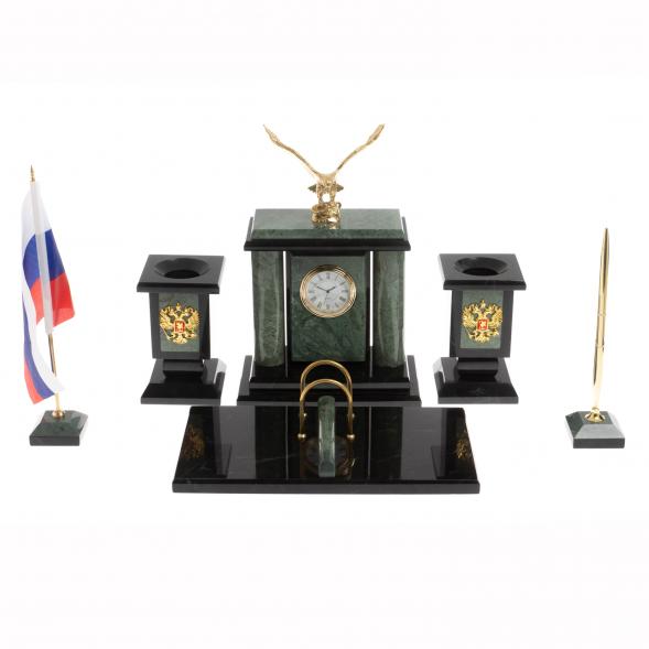 Настольный набор &amp;quot;Орел&amp;quot; из офиокальцита 129980