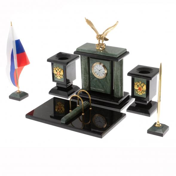 Настольный набор &amp;quot;Орел&amp;quot; из офиокальцита 129980