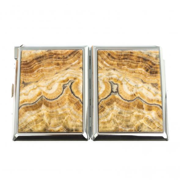 Портсигар на 20 сигарет с зажигалкой камень оникс 123418