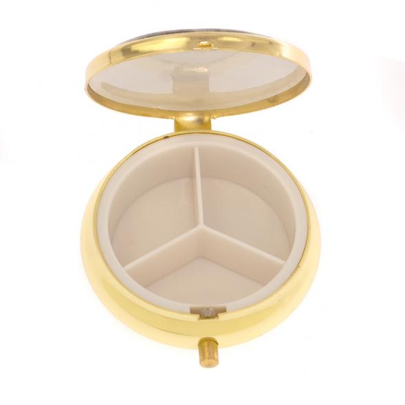 Таблетница на 3 отсека камень серафинит цвет золото 125579