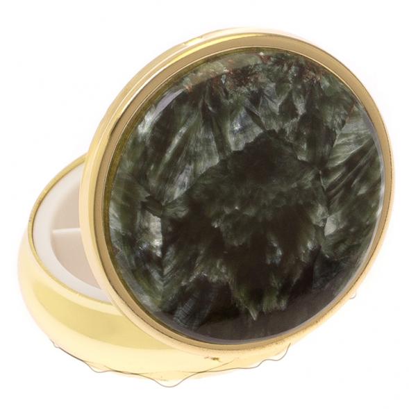 Таблетница на 3 отсека камень серафинит цвет золото 125579