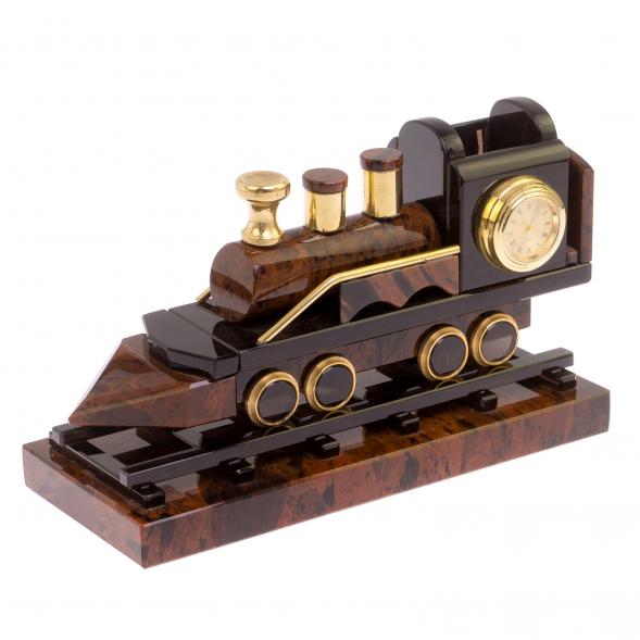 Паровоз из обсидиана 25х10,5х13 см 126250