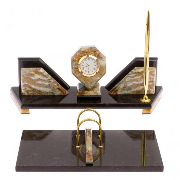 Письменный прибор &amp;quot;Эталон&amp;quot; камень офиокальцит 126327