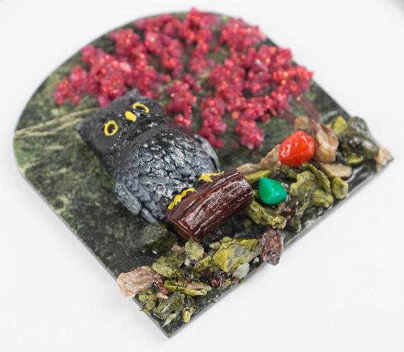 Магнит &amp;quot;Филин на ветке&amp;quot; змеевик 118024