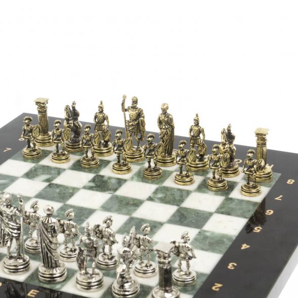Шахматы турнирные &amp;quot;Римские воины&amp;quot; из мрамора и змеевика 28х28 см 127734