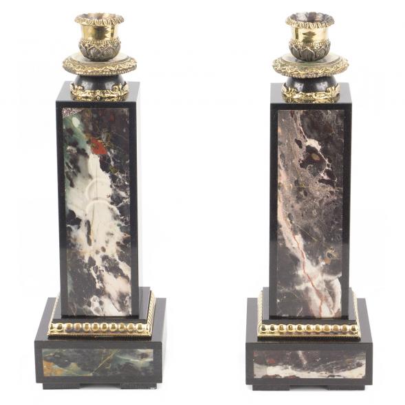 Подсвечники из яшмы с бронзовым литьем пара 118944