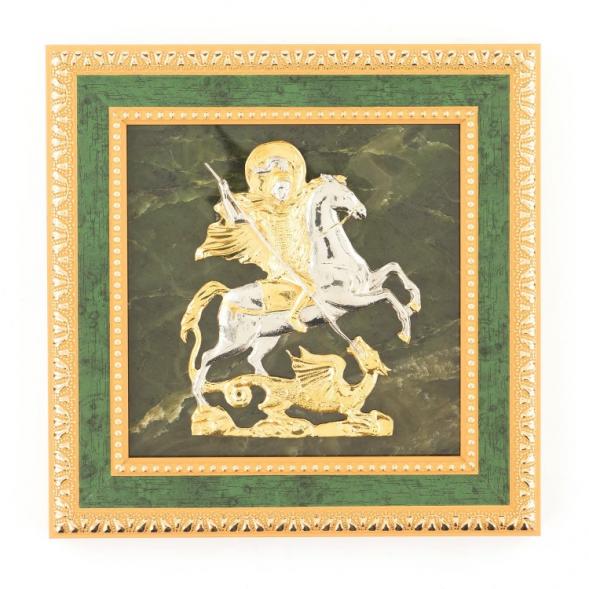Панно &amp;quot;Георгий Победоносец&amp;quot; камень нефрит багет 119604