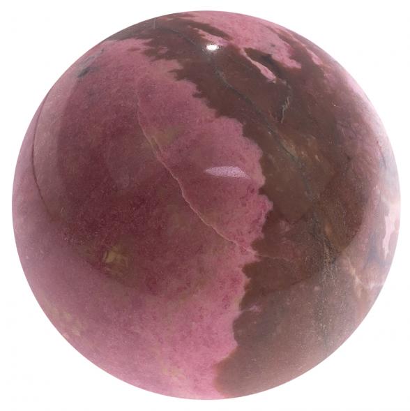 Шар из родонита 8 см розовый / шар декоративный / шар для медитаций / каменный шарик / сувенир из камня