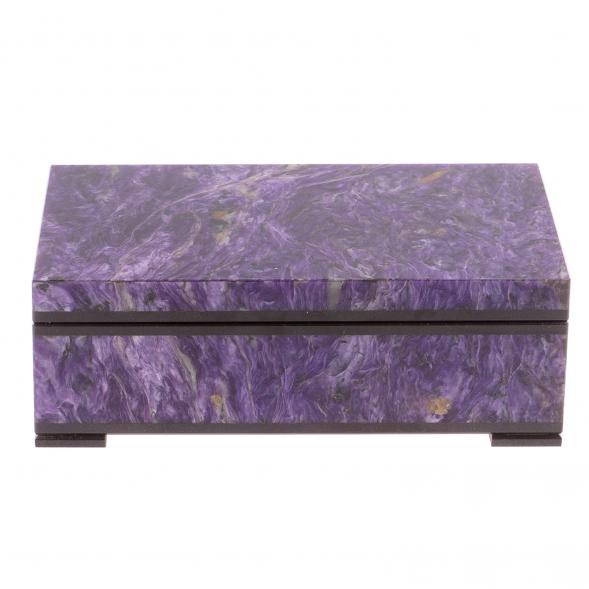 Шкатулка из камня чароит 17х10х6 см 125886