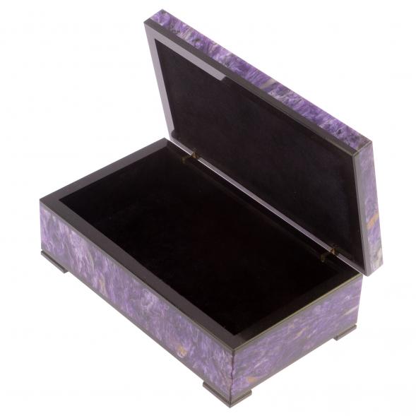 Шкатулка из камня чароит 17х10х6 см 125886