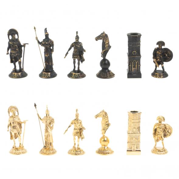 Шахматы из бронзы &amp;quot;Спарта&amp;quot; доска 40 х40 см мрамор / шабровский змеевик 127963