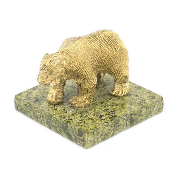 Статуэтка из бронзы на подставке из змеевика &amp;quot;Белый медведь&amp;quot; 119700