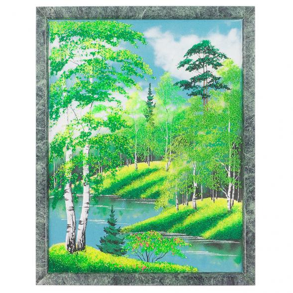 Картина из камня &amp;quot;Летний пейзаж&amp;quot; рамка змеевик 34х44 см 120148