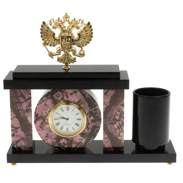 Настольный мини-набор &amp;quot;Герб РФ&amp;quot; из родонита 129535