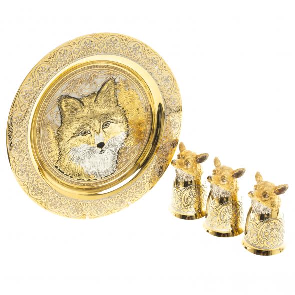 Подарочный набор &amp;quot;Лиса&amp;quot; тарелка и 3 стопки перевертыша Златоуст 123693