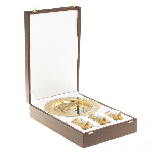 Подарочный набор &amp;quot;Лиса&amp;quot; тарелка и 3 стопки перевертыша Златоуст 123693