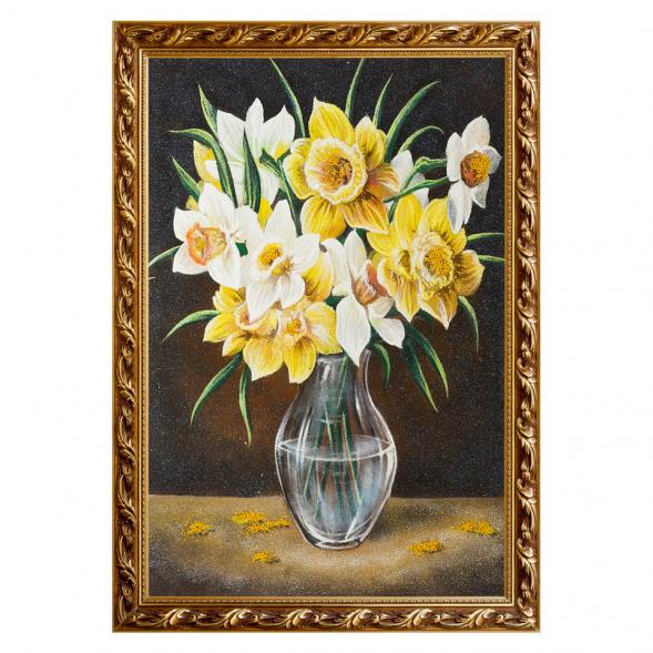Натюрморт &amp;quot;Букет нарцисов&amp;quot; багет 46х66 см, каменная крошка 111874